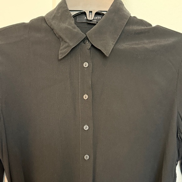ALLSAINTS Black Anya Long Sleeve Button Down Dress - Picture 5 of 16